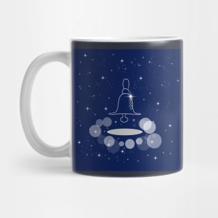 bell, time to go to school, ringing, sound, space, shine, stars, galaxy, night Mug